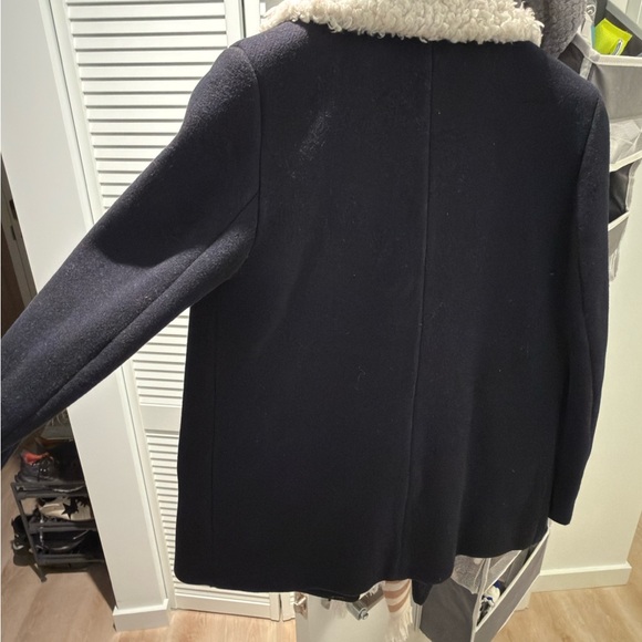 Sandro Navy Peacoat with Cream Sherpa Collar - Picture 6 of 6